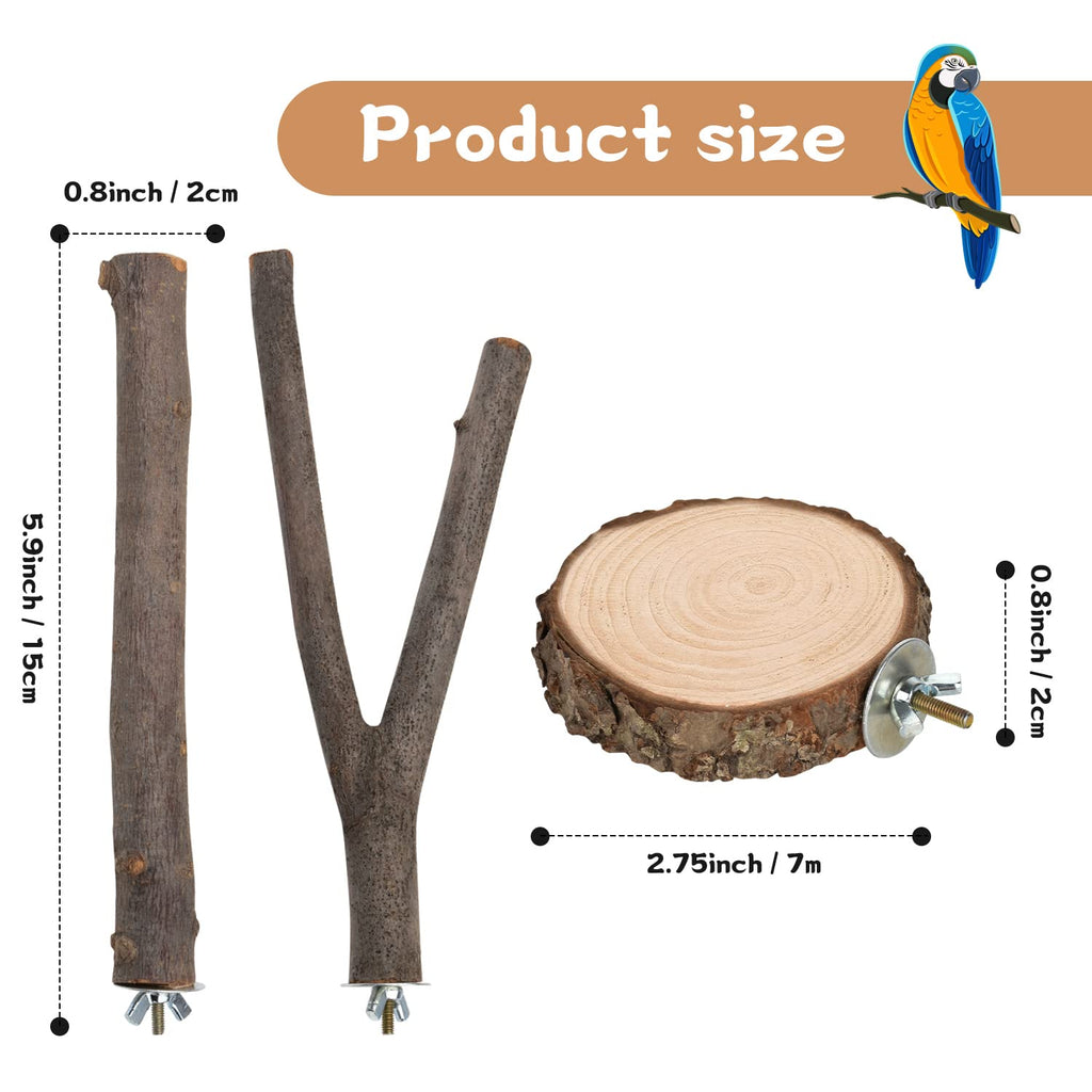 9 PCS Natural Wood Bird Perch, Wooden Parrot Perch Stand