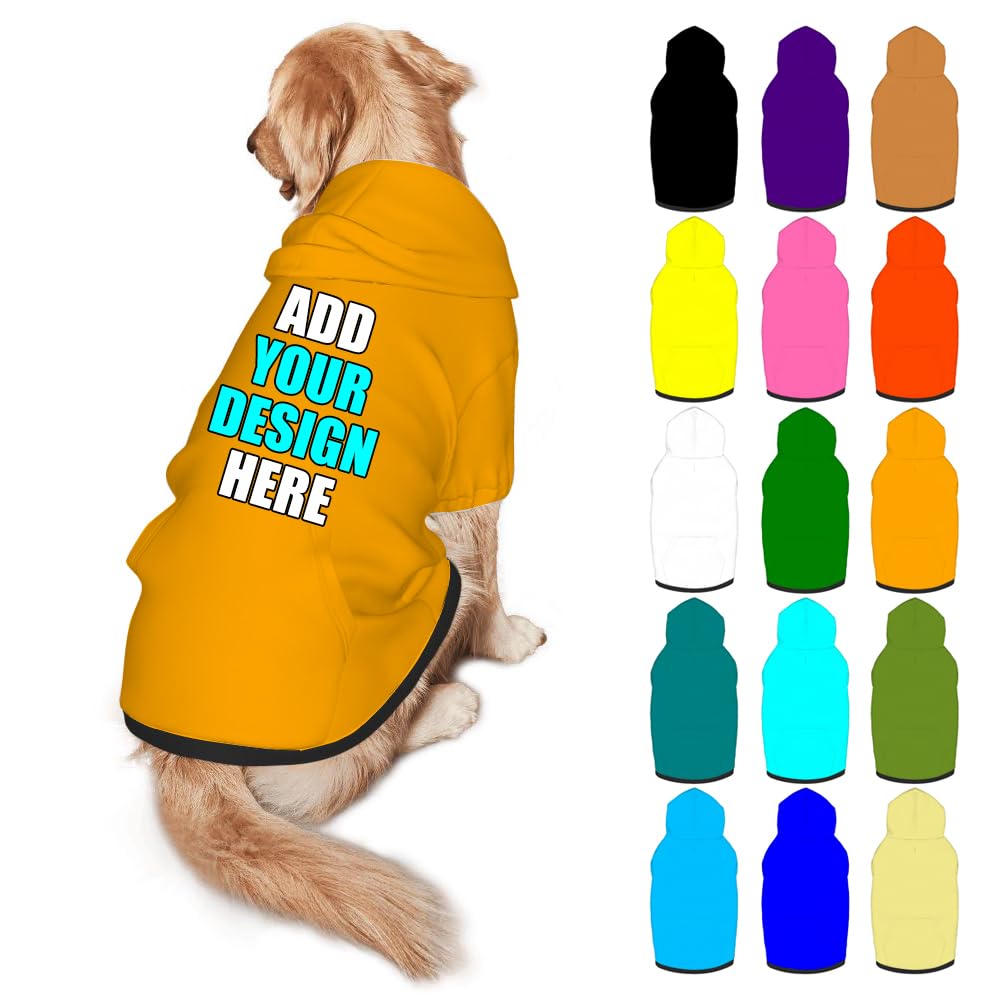Mynvzrk Personalized Dog Hoodie Customized with Name Photo Pet Warm Sweater Hoodie for Medium Large Dogs & Cat Puppy, Indigo, XXL