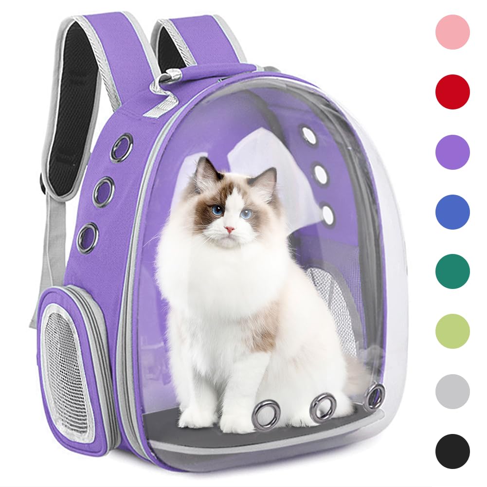 Pet Backpack Carrier,Bubble Backpack Cat Carrier,Pets and Small Dogs,Space Capsule Pet Carrier for Traveling, Walking, Hiking and Outdoor Activities (Purple)