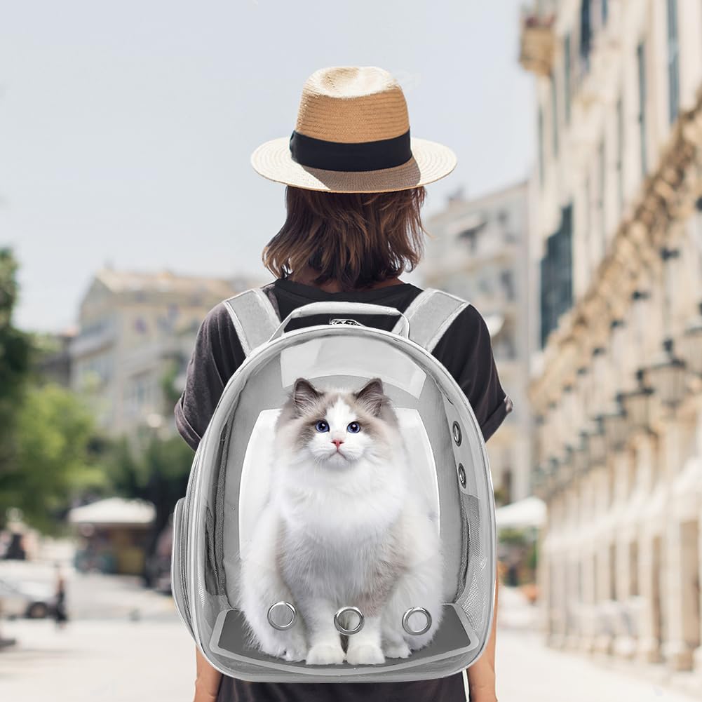 Pet Backpack Carrier,Bubble Backpack Cat Carrier,Pets and Small Dogs,Space Capsule Pet Carrier for Traveling, Walking, Hiking and Outdoor Activities (Gray)