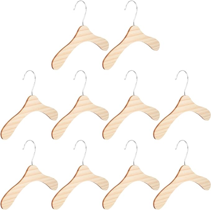 10pcs 8.66-inch Wooden Pet Clothes Hangers Wear-Resistant Small Dog Cat Hangers Household Portable Pet Accessory for Daily Use