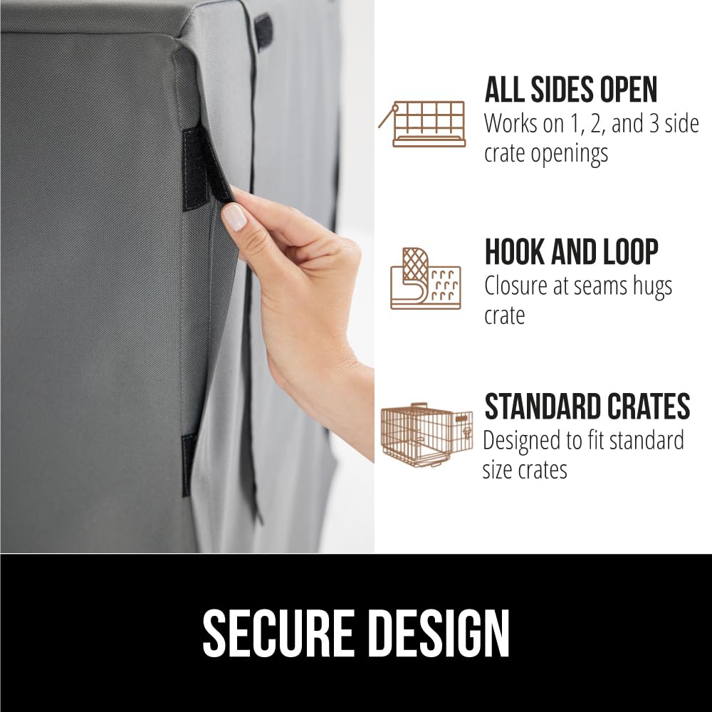 GORILLA GRIP Dog Crate Covers Compatible with Amazon Basics Dog Crates, All Sides Open, Privacy Cover Fits 36" Wire Kennel, Breathable Mesh Windows, Light Reducing Puppy Training Cage Topper, Gray