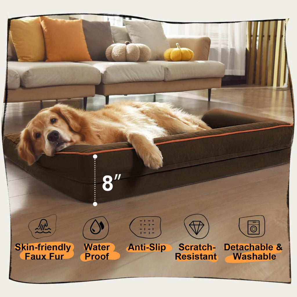 MEKIY Orthopedic XL Dog Bed with Bolster for Extra Large Size Dogs