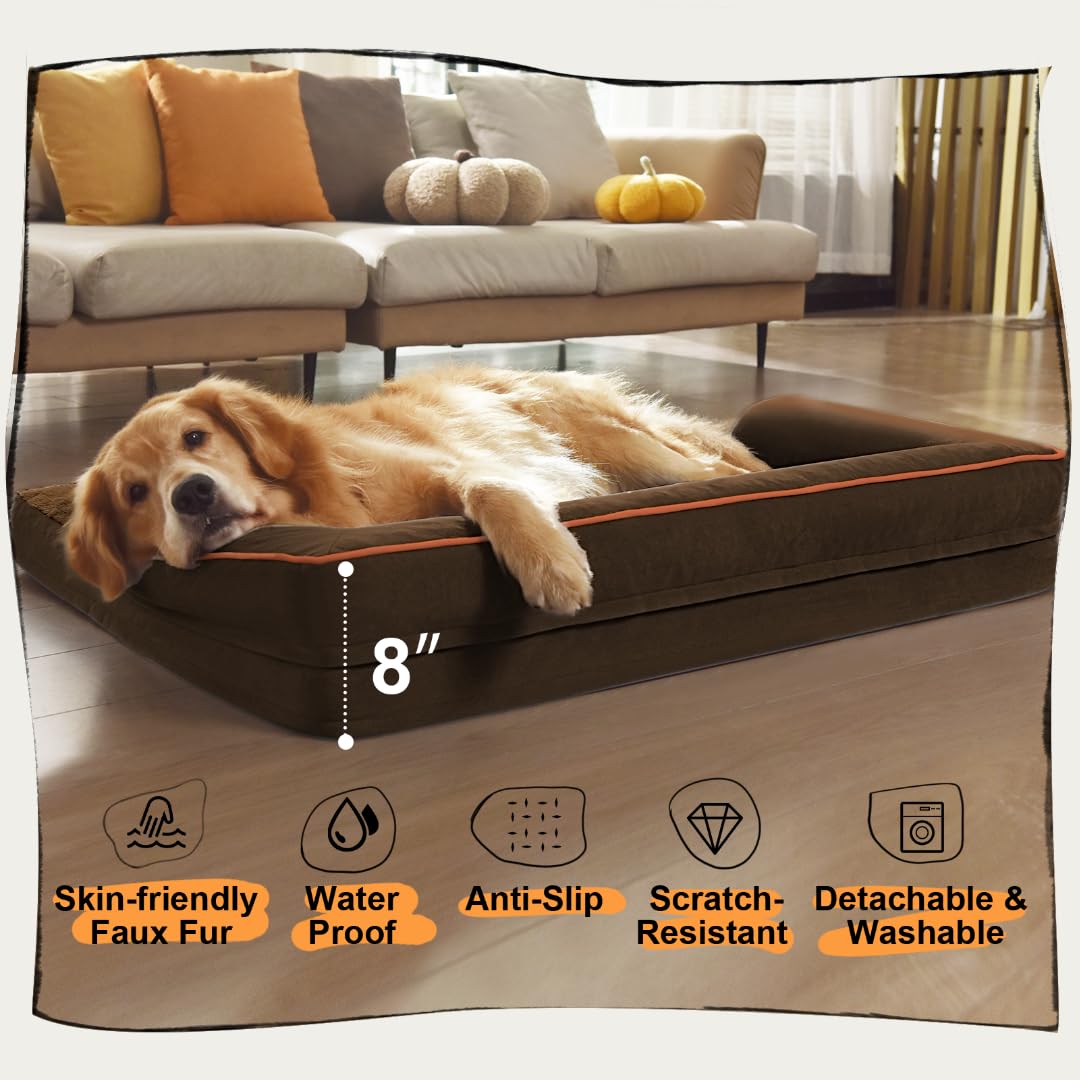 MEKIY Orthopedic XL Dog Bed with Bolster for Extra Large Size Dogs