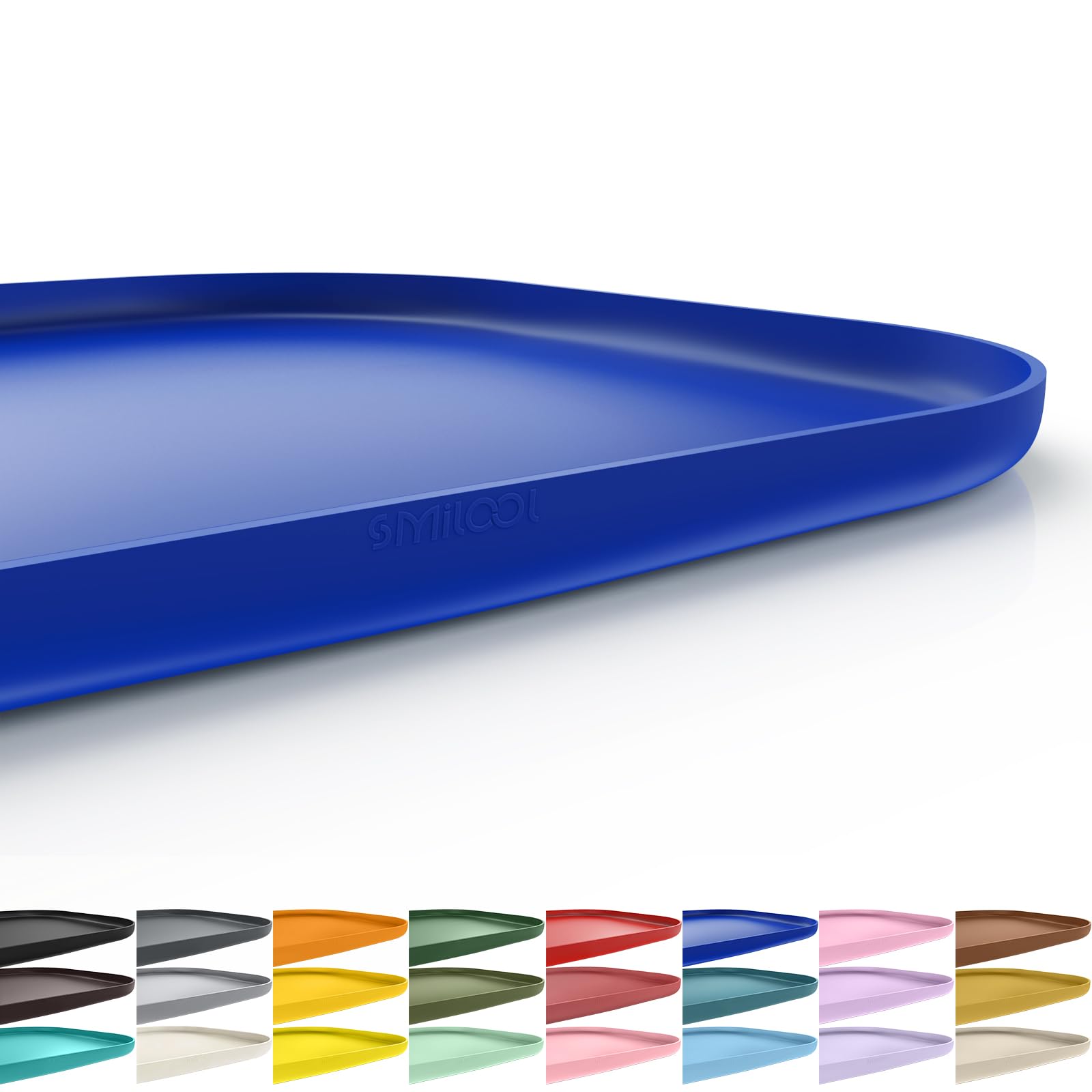 SMILOOL Waterproof Silicone Pet Food Mat with Raised Edge for Dog & Cat
