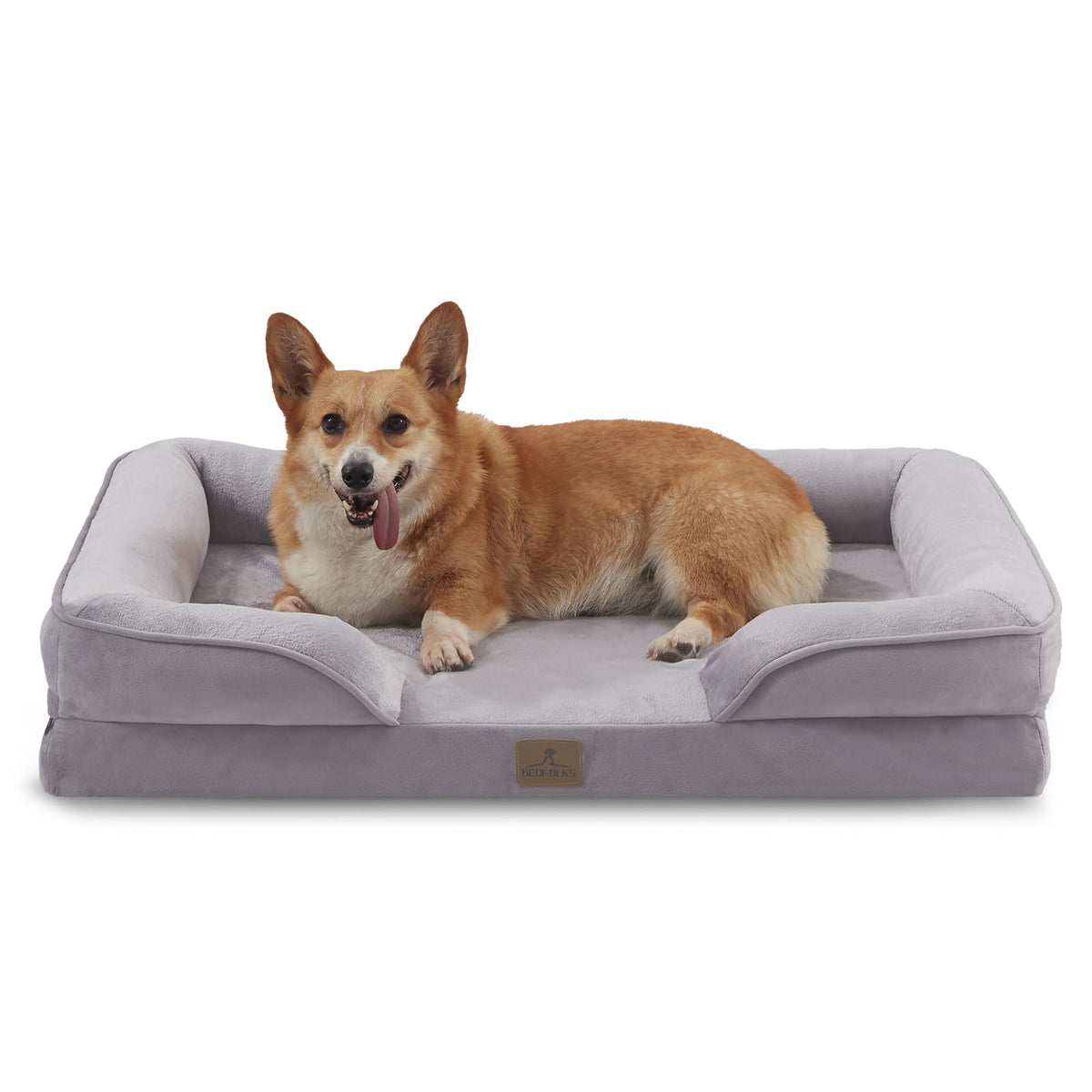 Bedfolks Orthopedic Dog Bed, Big Waterproof Dog Sofa Bed for Large Dogs, Egg Foam Pet Couch Bed with Removable Washable Cover and Nonslip Bottom, Black