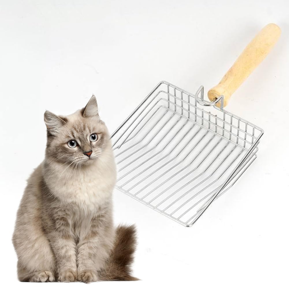 XIHUADOU Cat Litter Scoop, Stainless Steel Metal Mesh Scoop with 7 mm Gaps