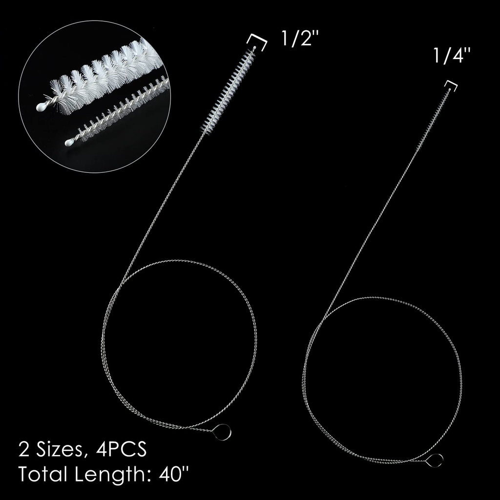 40 Inches Brush Cleaner for Cleaning Straw, Kegerator, Feeding Tube, Siphon Hose, Sunroof Drain, Refrigerator Drain, 4PCS (White)