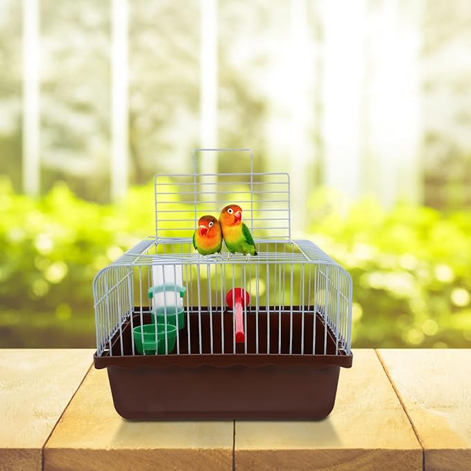 Toddmomy Portable Bird Cage Bird Carrier Travel Cage with Perch Food Box and Water Dispenser Spacious Small for Parakeet Finch Canary 9.29 X 6.57 X 6.29 in