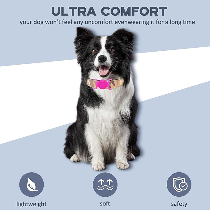 GPS Tracker for Dogs, Mini GPS Cat Tracker, Dog Tracking tag with Holder, No Monthly Fee, Work with Apple Find My(iOS Only), Dog Tracking Device, Anti-Lost, Finder Tag for Pets/Kids (Luminous-Pink.)