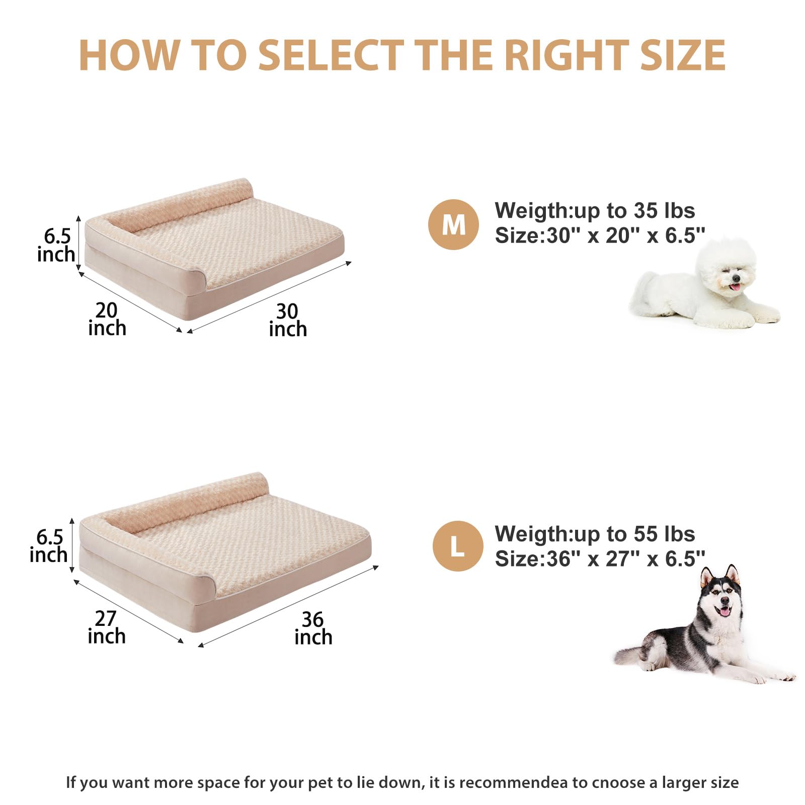 BFPETHOME Orthopedic Washable Dog Bed, Sleeping Couch for Large Senior Dogs