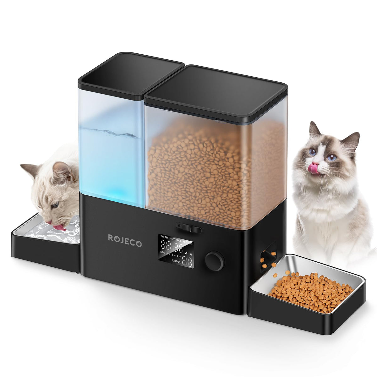 ROJECO Automatic Cat Feeder and Water Dispenser,8.5L Timed Cat Feeder