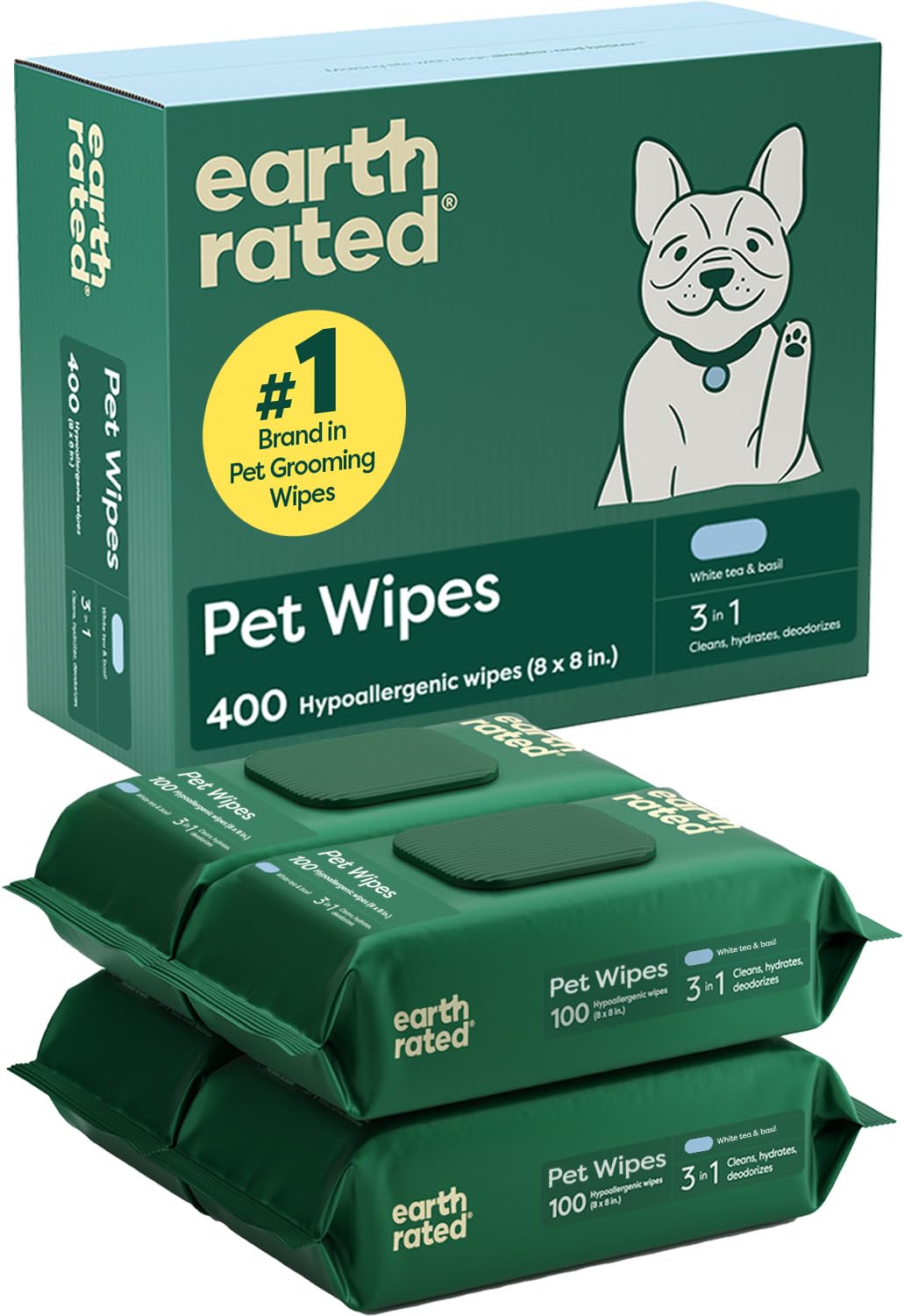 Earth Rated Dog Ear Wipes, Vet Developed, Wild Oat, for Dirt & Wax, 70ct