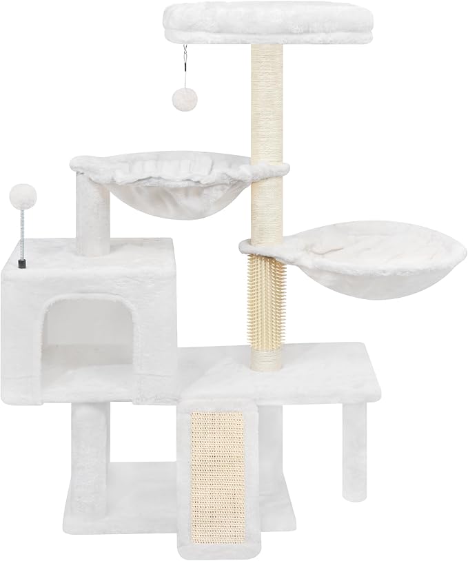 ROYPET 3-Tier Grey Cat Tree Tower with Hammocks (Beige, 39.4'')