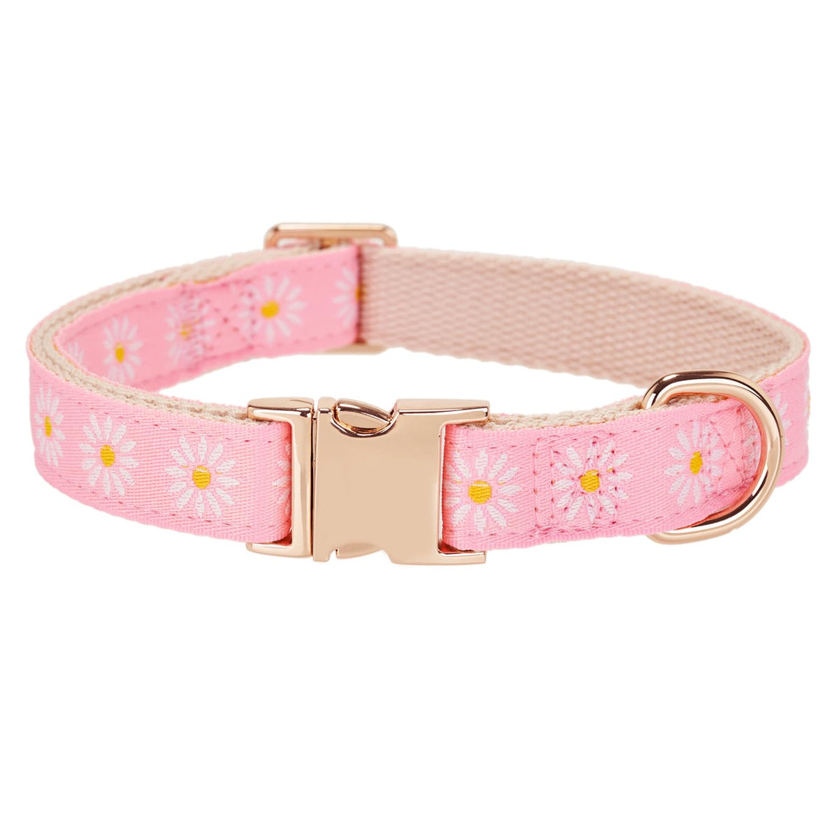 YUDOTE Soft Cotton Dog Collar with Metal Buckle Adjustable Heavy Duty Comfy Corduroy Collars for Small Medium Large Dogs,Light Pink,Large