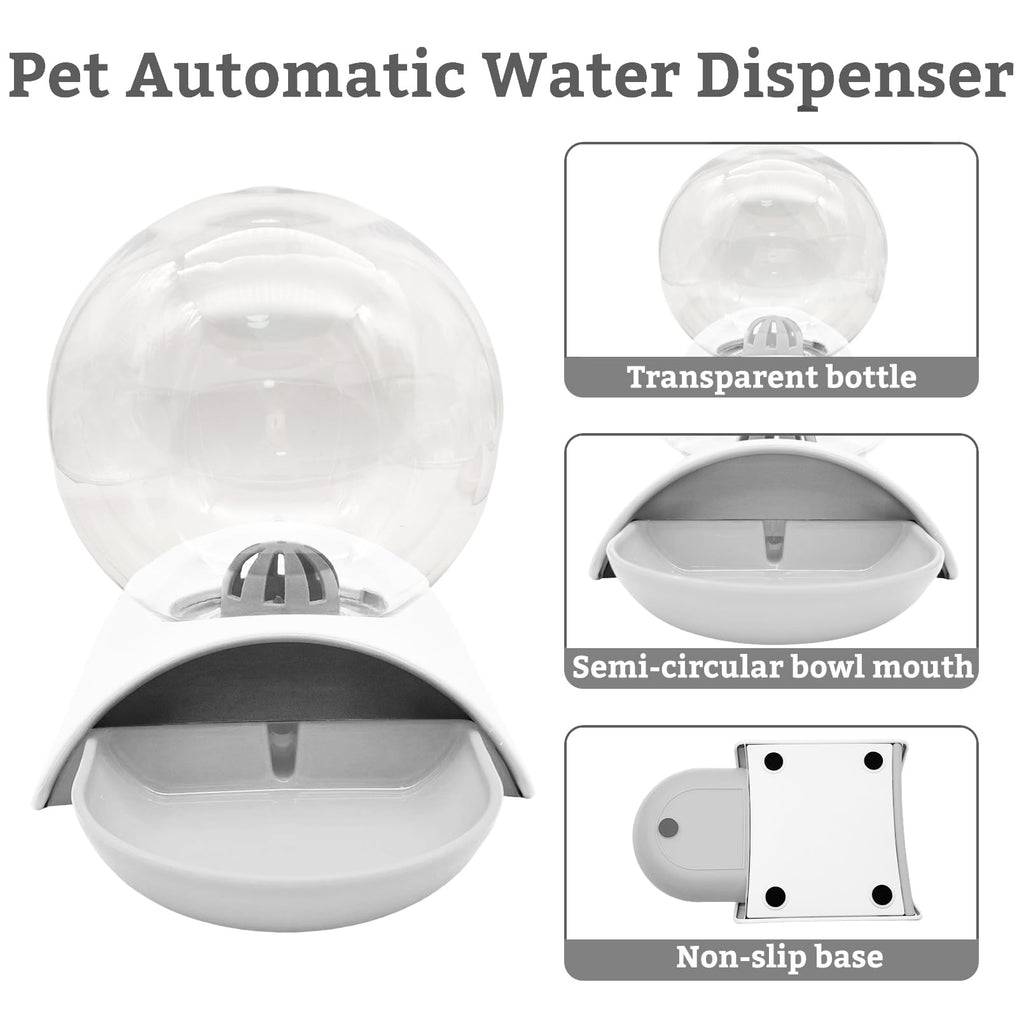 Hamiledyi Automatic Water Dispenser for Dogs and Cats Pet Water Dispenser 2.8 Liter Pet Gravity Water Station Spill-Proof Spherical Waterer Pets Water Bottle for Puppies Kittens Rabbits (Grey)