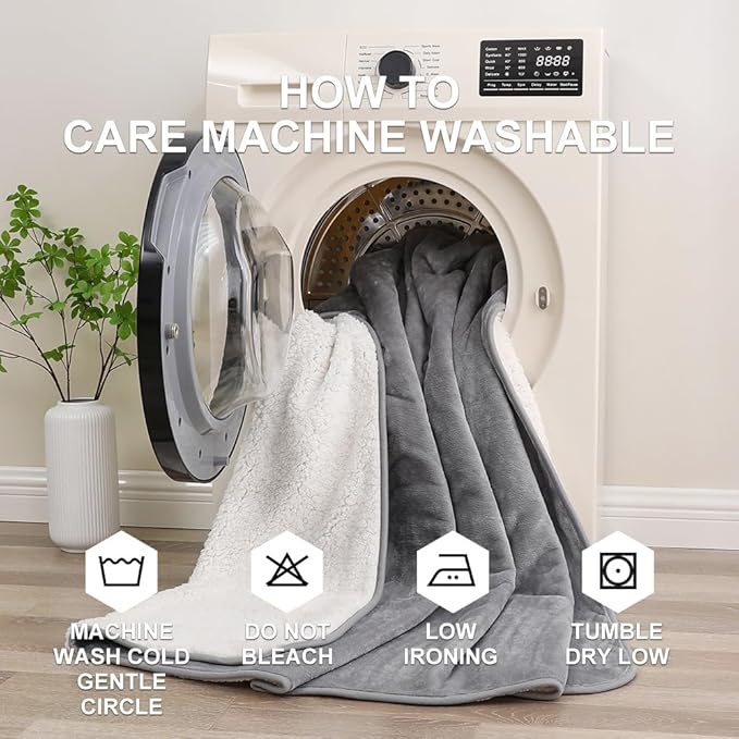 Waterproof Blanket for Pets – Ideal for Couch & Bed Splash Proof Sherpa Throw, Leakproof TPU Layer, Stain Resistant Washable Bed Protector – LightGray, 60"x40"