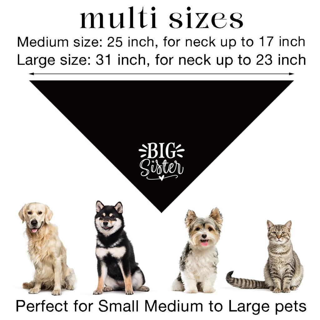 Big Sister Bandana for Dogs, Pet Pregnancy Announcement, Black Dog Bandana, Dog Bandanas for Large Dogs (L)