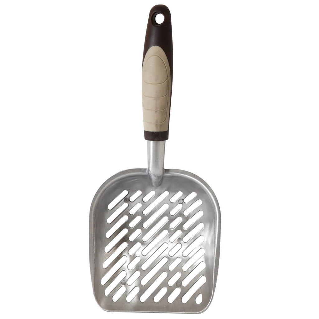 Petmate Metal Cat/Kitty Litter Scoop, Deep Shovel, Premium Non-Stick Large Scooper with Non-Slip Handle & Curved Design for Maximum Coverage