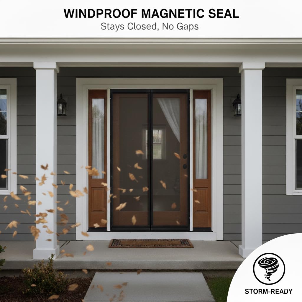 CANLENE Premium Magnetic Screen Door, Heavy-Duty Reinforced Mesh, Ultra-Dense Weave, Smooth Auto-Close, Pets & Kids – Hands-Free, No-Gap Seal