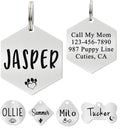 Ultra Joys Custom Personalized Hexagon Dog ID Tag - Brushed Stainless Steel Silver, Small