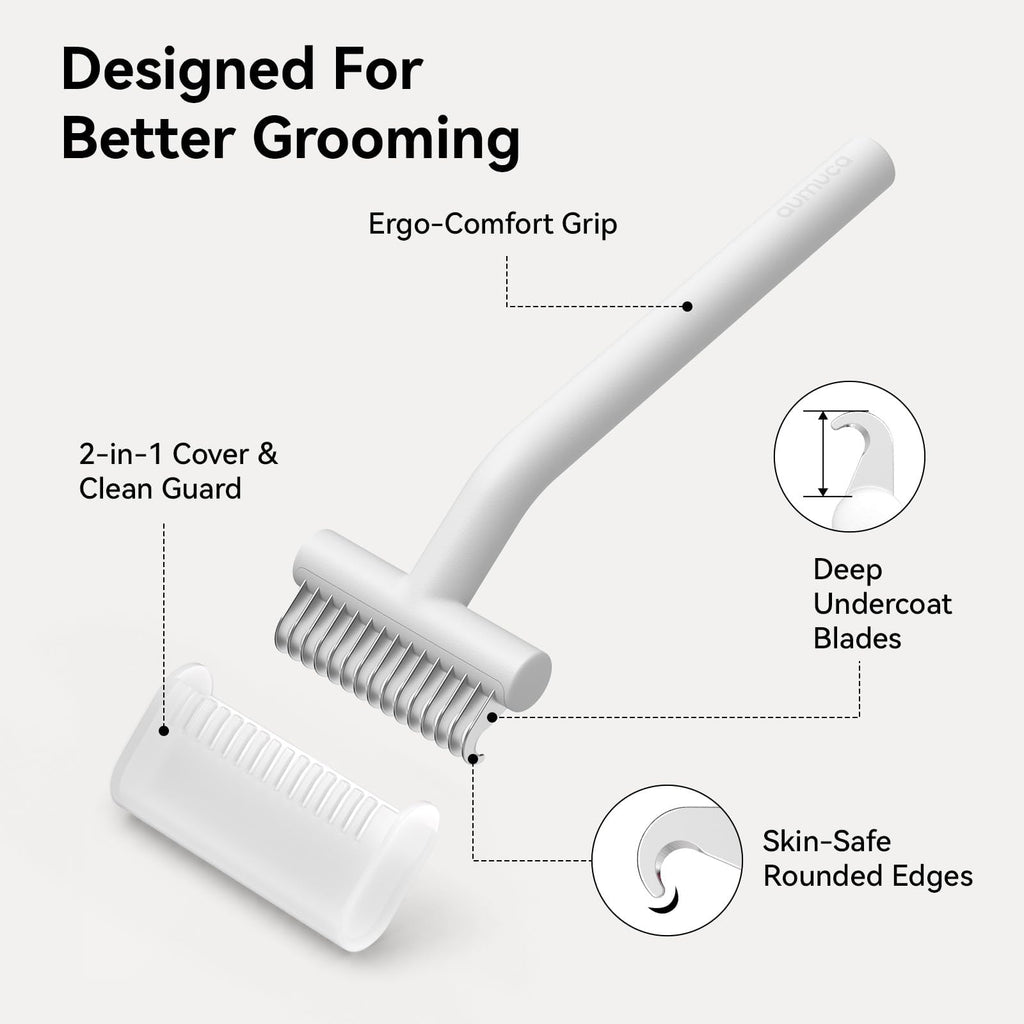 aumuca Undercoat Rake for Dogs, Deshedding & Dematting Comb for Cats, Horse