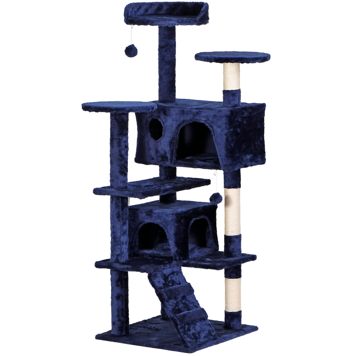 54-inch Cat Tree with Sisal-Covered Scratching Posts, Sturdy Standing Cat Tower for Indoor Kittens, Multi-Level Platforms, Perches, Condo and Hanging Ball for Cats to Play and Sleep