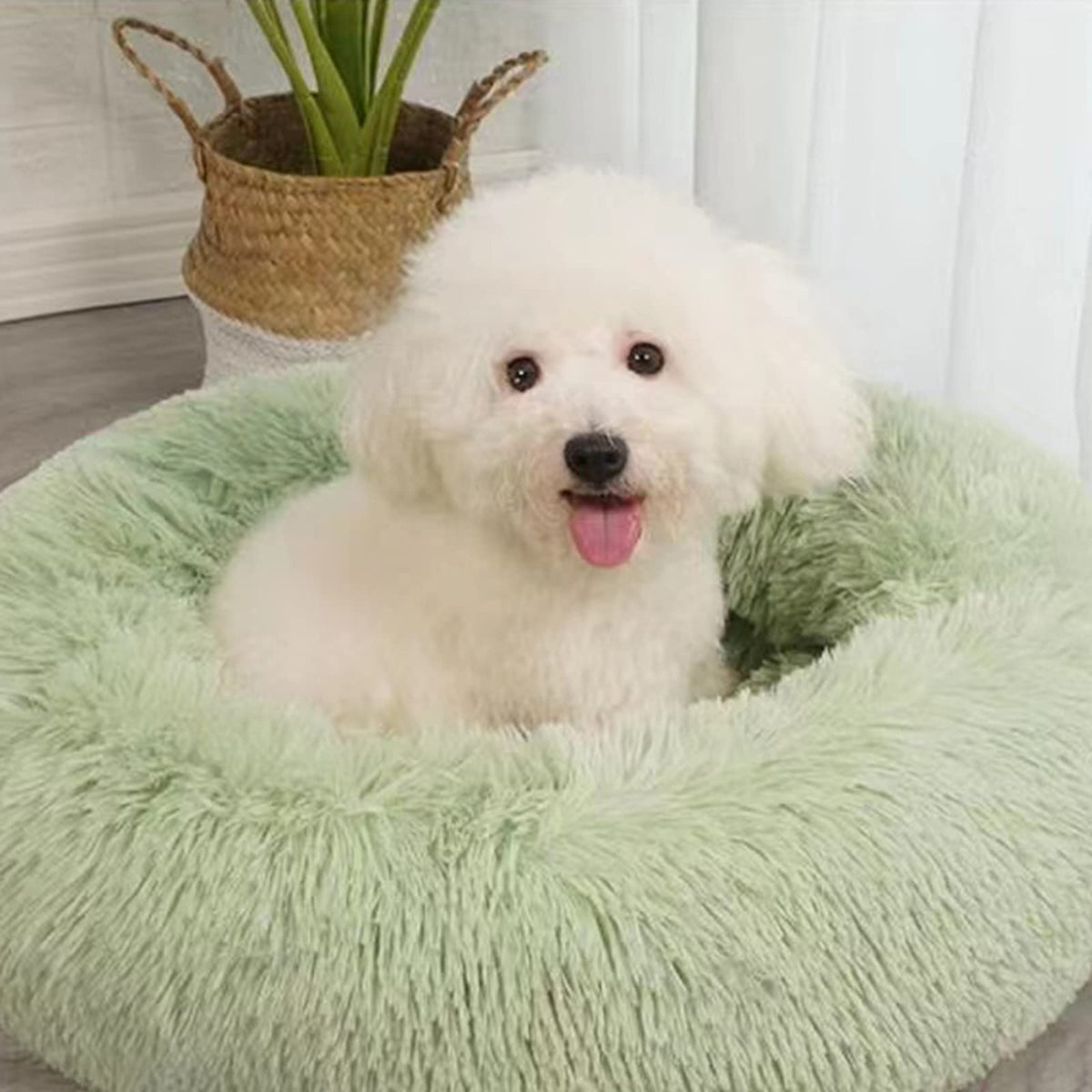 Dog Bed for Small Medium Large Dogs Cats, 20 inch Calming Washable-Round Cozy Soft Pet Bed for Puppy and Kitten with Slip-Resistant Bottom