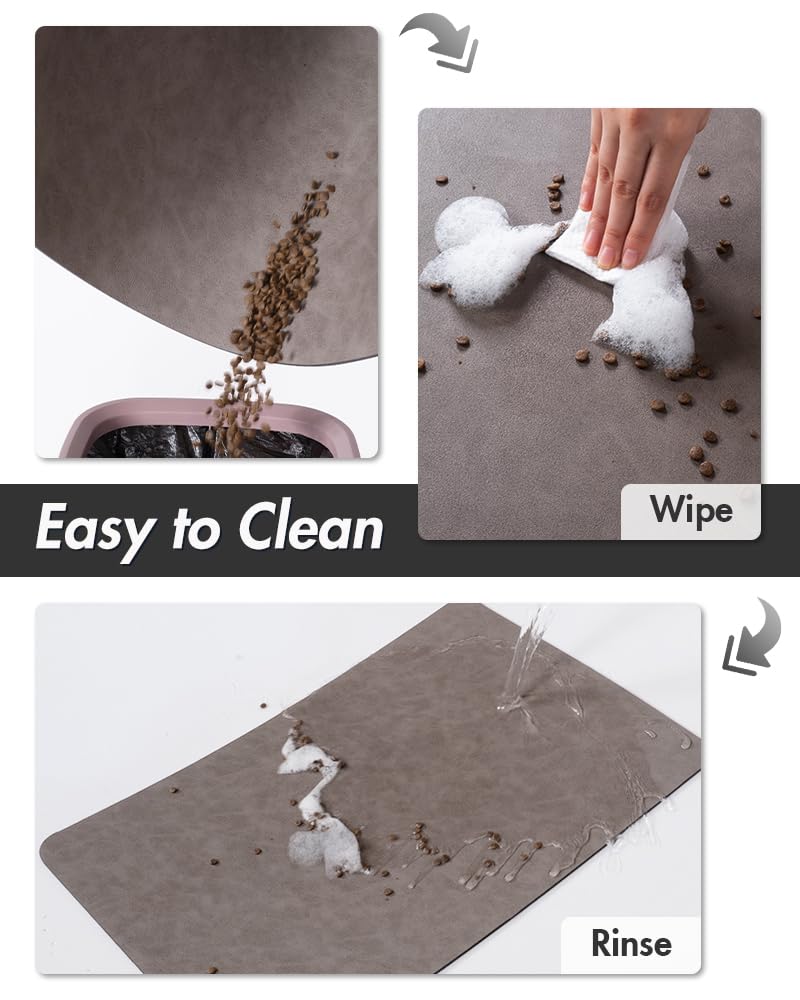 MontVoo-Absorbent Pet Feeding Mat-No Stains Pet Mat for Food and Water Bowl-Quick Dry Cat & Dog Food Mat Water Dispenser Mat-Pet Supplies Mat-Dog Water Bowl Mat for Messy Drinker,（Brown,12"x19"）