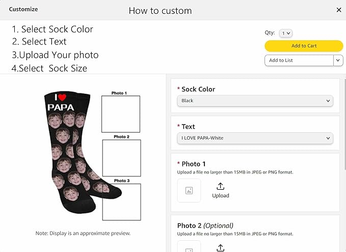 D-Story Custom Face Socks, Personalized Photo Picture on Socks, Unisex Athletic Crew Socks for Men Women