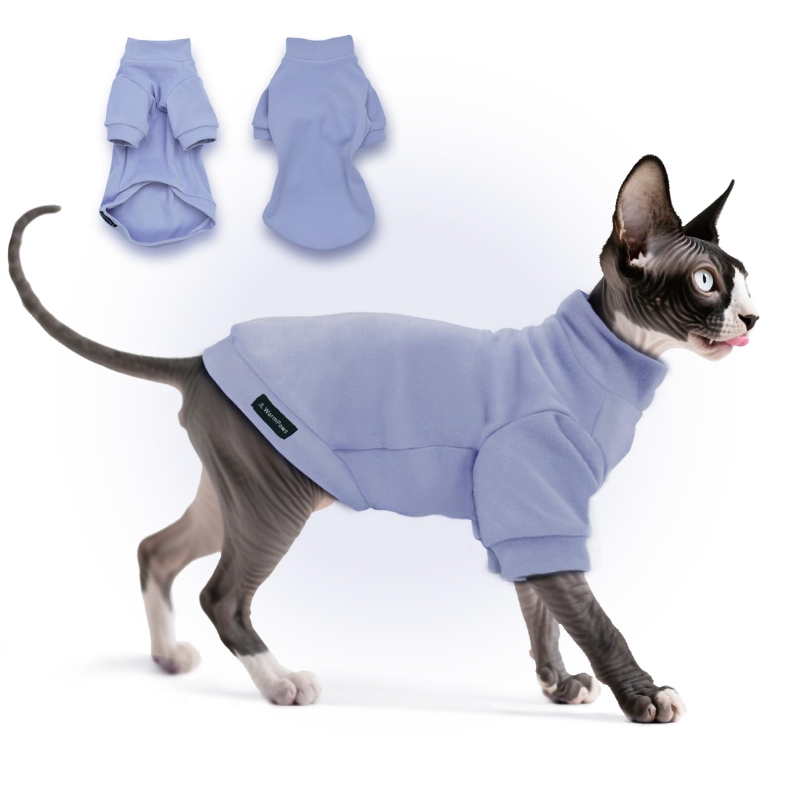 JL WarmPaws Sphynx Cat Clothes Fleece Cats&Small Dogs Pullover Sweater