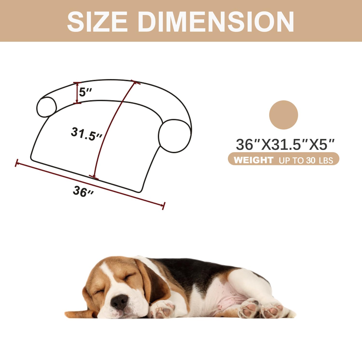 Tinaco Luxurious Calming Dogs/Cats Bed Mats, Dog Pad Washable Removable Couch Cover, Plush Long Fur Mat for Pets, Waterproof Lining, Perfect for Small, Medium and Large Dogs and Cats (Beige, 36"x31")