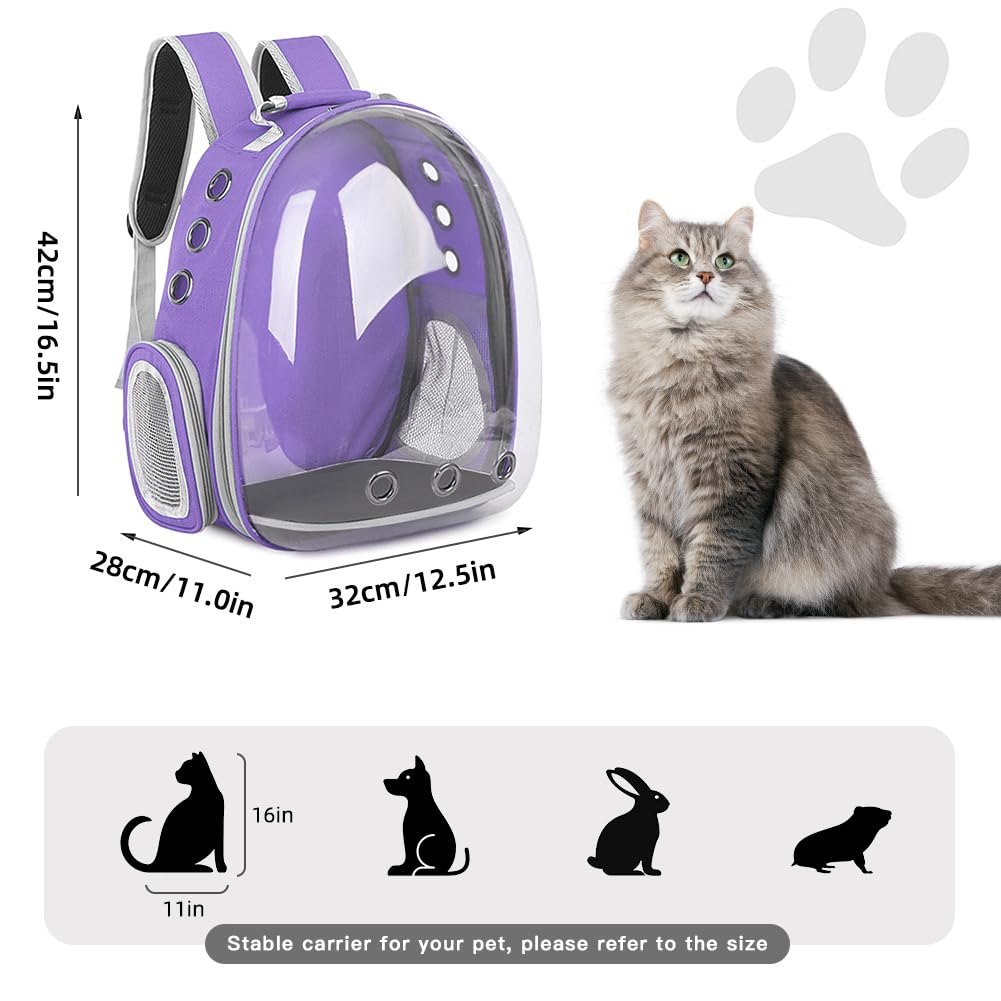 Pet Backpack Carrier,Bubble Backpack Cat Carrier,Pets and Small Dogs,Space Capsule Pet Carrier for Traveling, Walking, Hiking and Outdoor Activities (Purple)