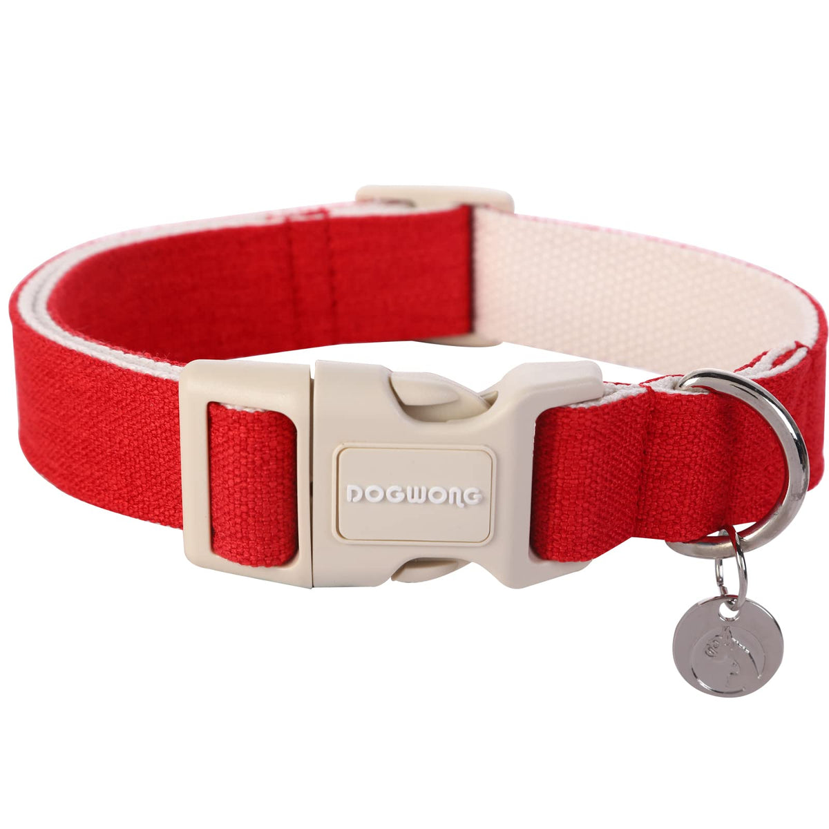 DOGWONG Cotton Hemp Dog Collar, Heavy-Duty Black Dog Collar Adjustable Soft Natural Fabric Pet Cute Wedding Puppy Necklace for Small Medium Large Dogs