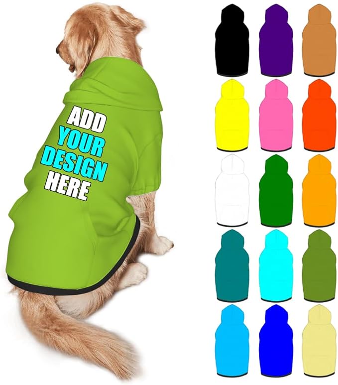 Customized Dog Hoodie with Name Logo Personalized Text Soft & Warm for Puppy Sweatshirt Hooded for Small Medium Large Dogs Girl/Boy Cats/Kitten, YellowGreen, XXL