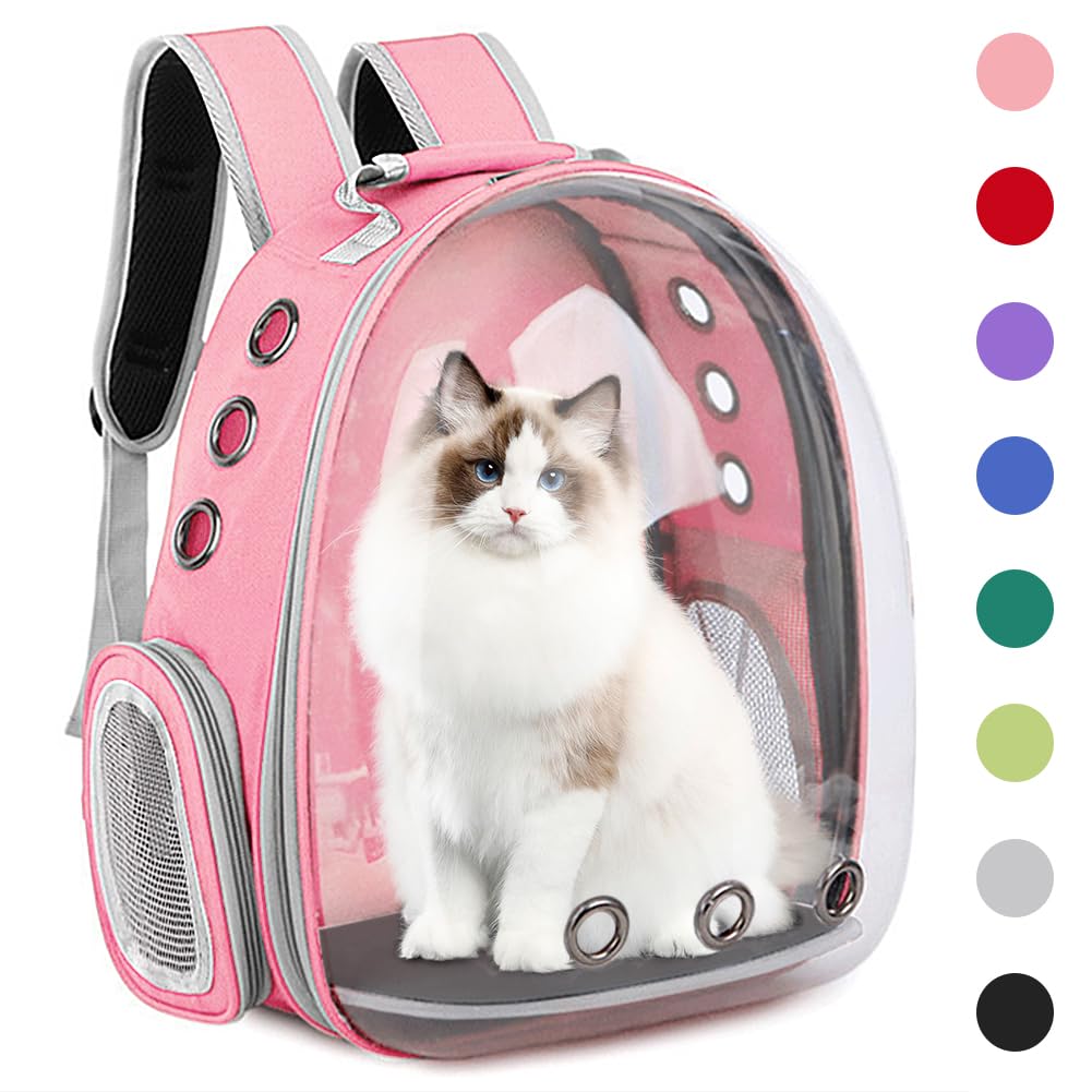 Pet Backpack Carrier,Bubble Backpack Cat Carrier,Pets and Small Dogs,Space Capsule Pet Carrier for Traveling, Walking, Hiking and Outdoor Activities (Pink)