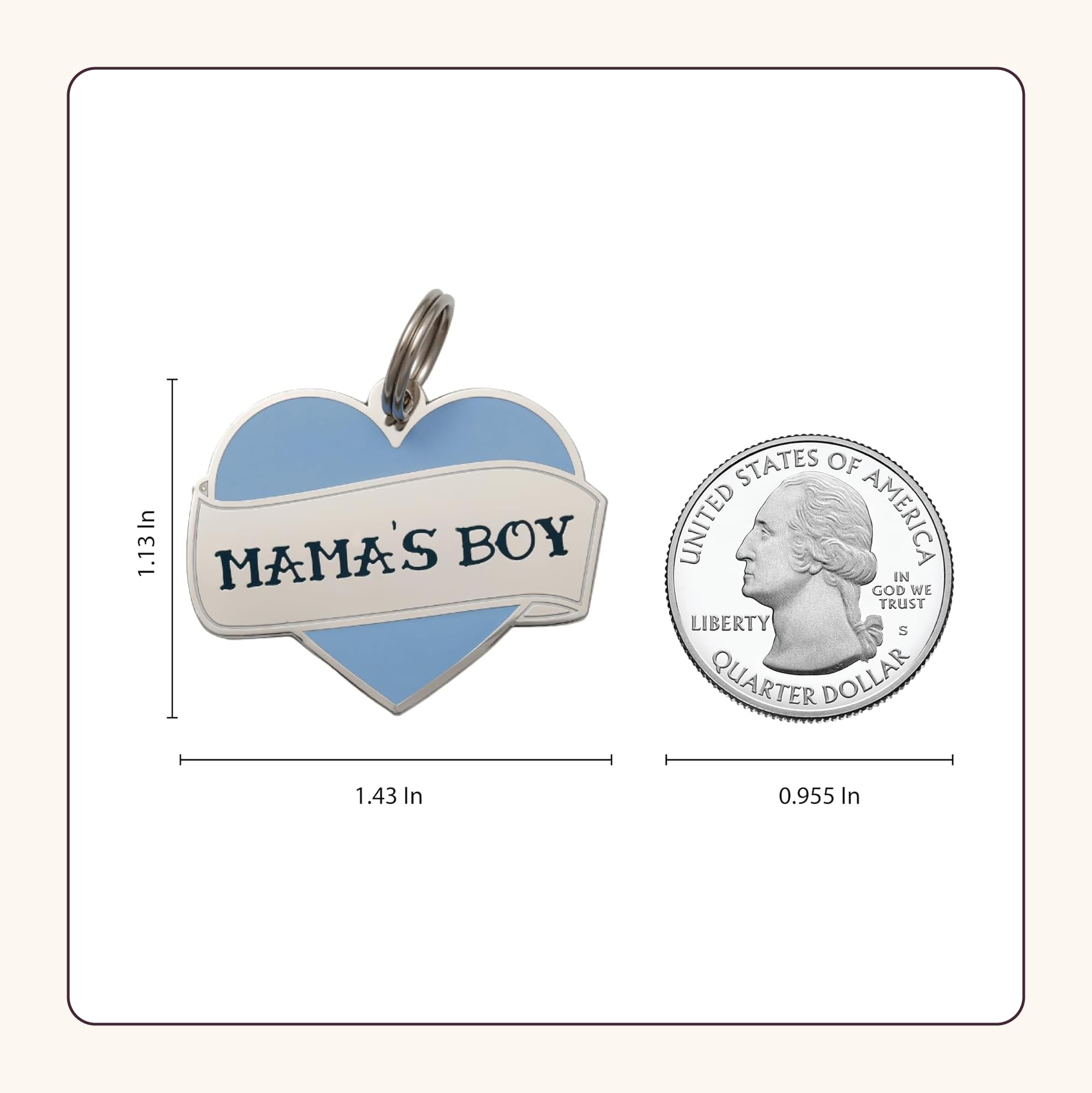 Two Tails Mama's Boy Personalized Dog ID Tag, Engraved, Silver Plating