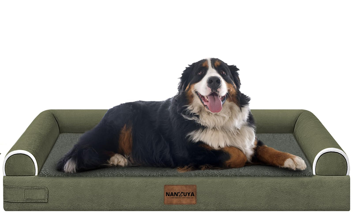 NANUYA Orthopedic Dog Bed for Jumbo Dogs, 48 x 33 Inch, Light Grey
