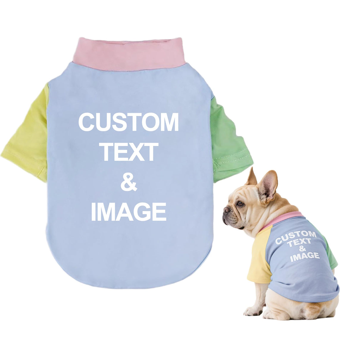 Custom Dog Shirt,Personalized Pet Apparel with Name Text Photo Image,Lightweight Breathable Puppy Kitten Cotton Vest for Small Medium Large Dogs Cats,Puppy Gift (Blue, 5X-Large)
