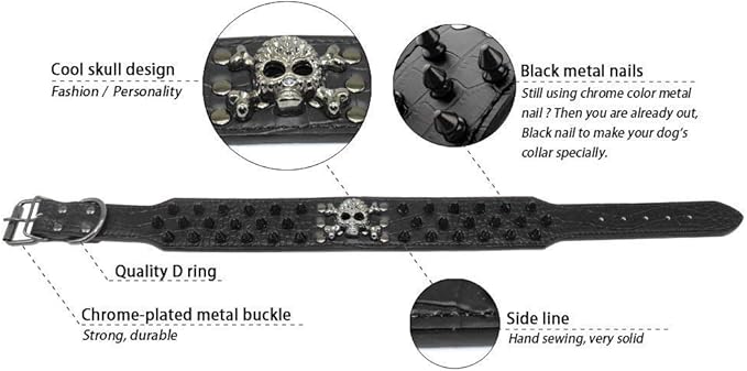 Serijoars Spiked Studded Dog Collar, PU Leather Dog Collar, Adjustable Pet Collars for Medium or Large Breed Pet (M, Red2)