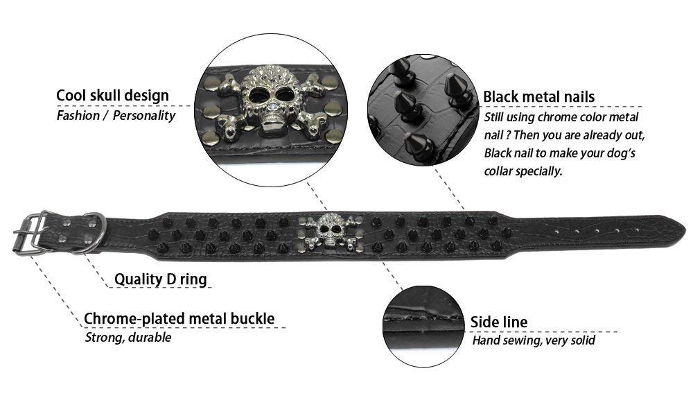 Serijoars Spiked Studded Dog Collar, PU Leather Dog Collar, Adjustable Pet Collars for Medium or Large Breed Pet (L, Red2)