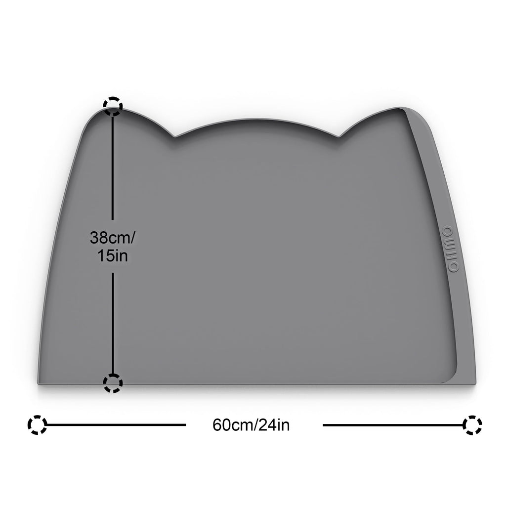 OHMO Large Dog Food Mat, Silicone Pet Feeding Mat, 24x15, Dark Grey