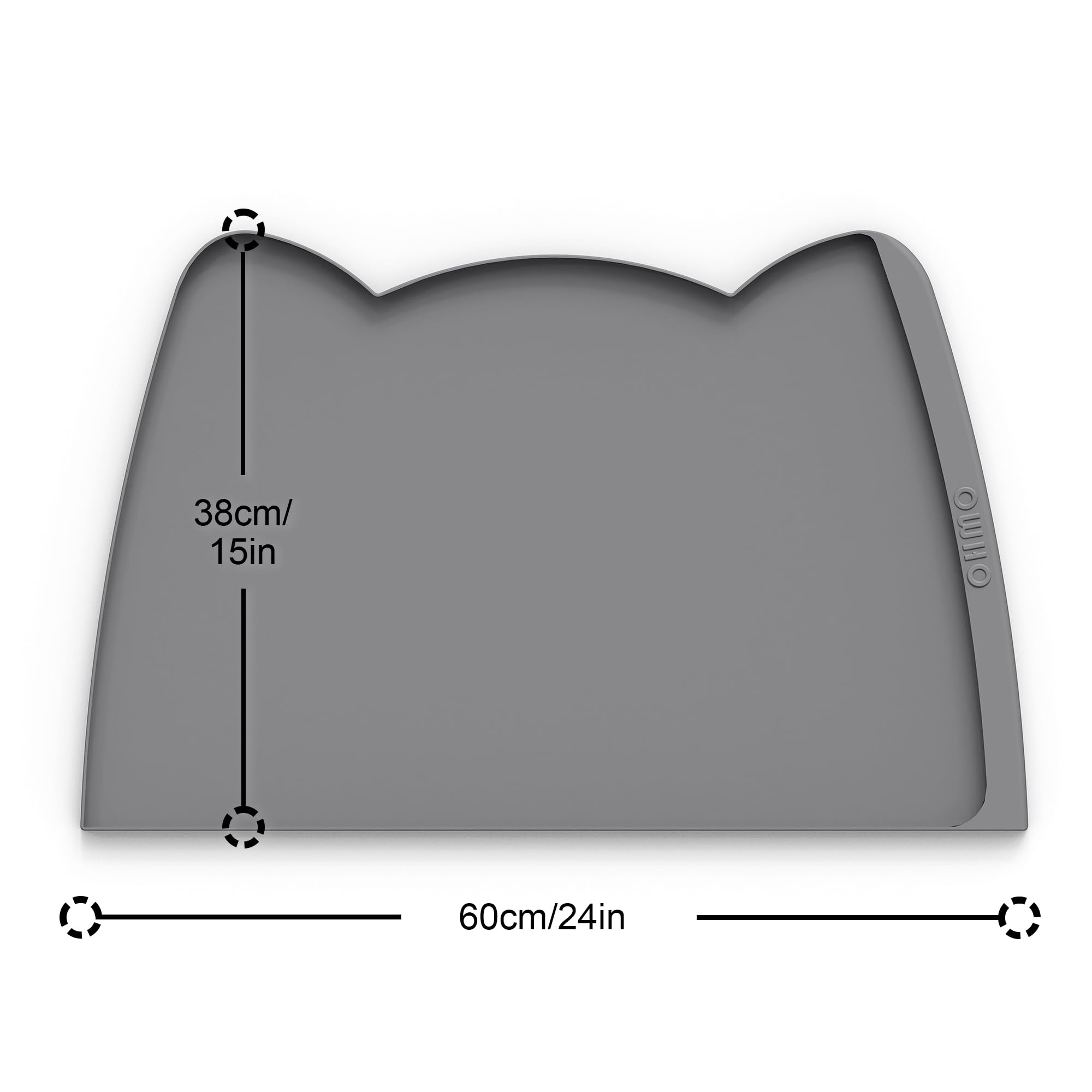 OHMO Large Dog Food Mat, Silicone Pet Feeding Mat, 24x15, Dark Grey