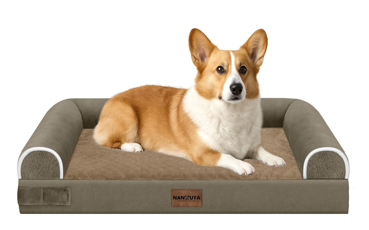 NANUYA Orthopedic Dog Bed for Jumbo Dogs, 48 x 33 Inch, Light Grey