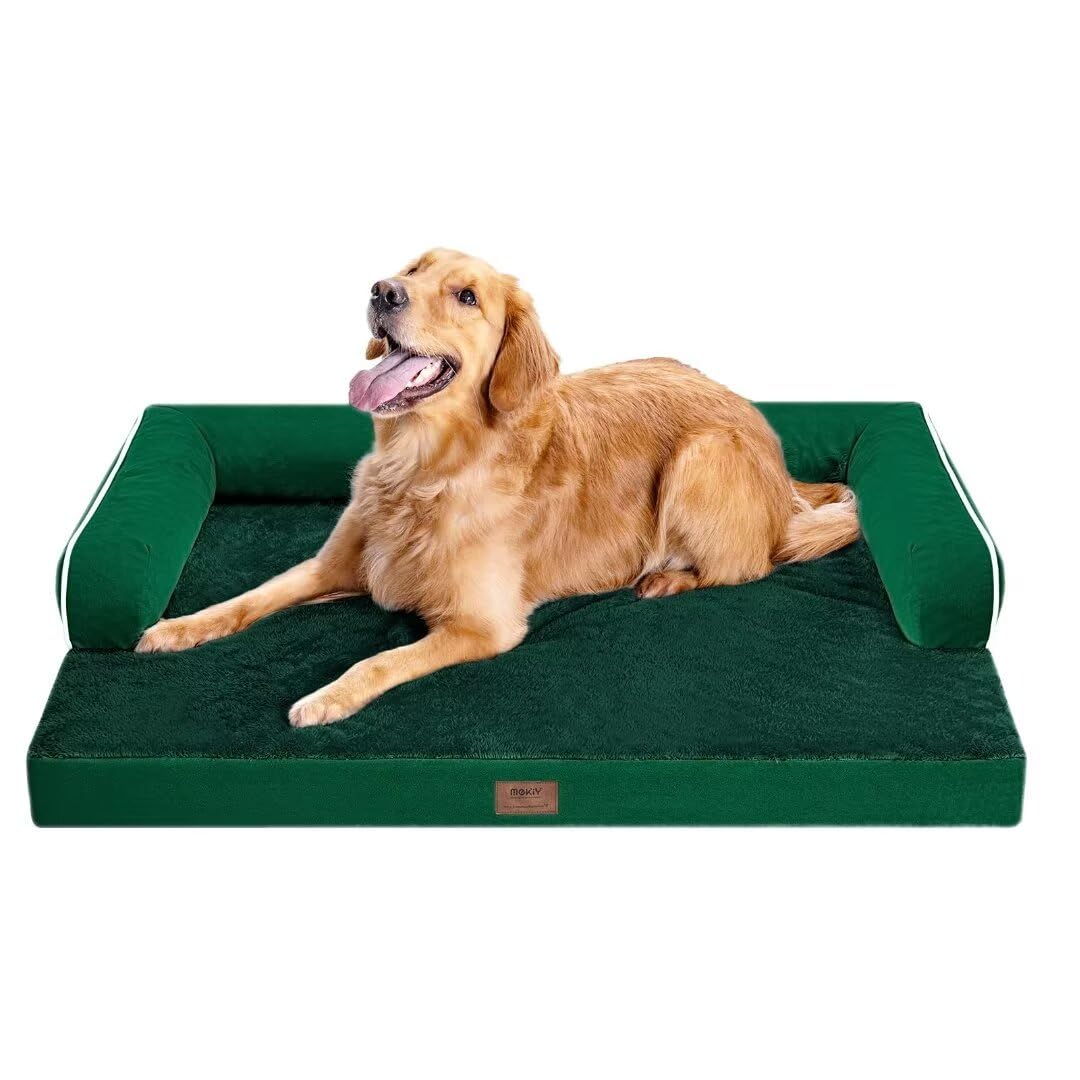 MEKIY Orthopedic Washable Dog Bed with Bolster for Medium to Large Dogs