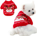 Christmas Dog Outfit Red Puppy Sweater for Small Dogs Girl Boy Elk Snowflake Cat Knitwear Reindeer Knitted Pet Clothes Santa Deer Costume for Chihuahua Yorkie Poodle (Red-2, Medium)