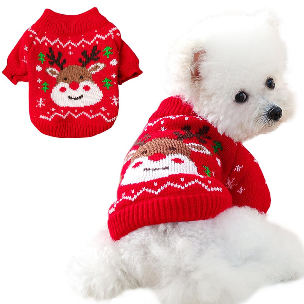 Anelekor Small Dog Sweater, Knitted Tulip Cat Sweater, Warm Thick Holiday Puppy Clothes for Small Dog Girl,Cold Weather Outfit for Kitten Chihuahua Yorkie Teacup Dachshund Pug (Pink, Medium)