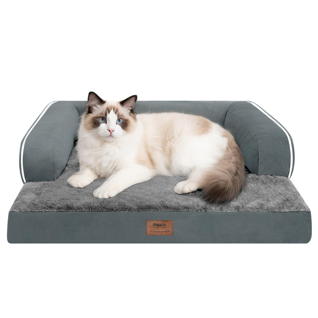 MEKIY Orthopedic Dog Sofa Bed with Bolster for Small Dogs Cats