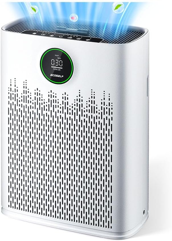 Air Purifiers for Home Large Room, with Smart Mode, Cover Up to 2200 Ft², PM2.5 Air Quality Display, 22dB Sleep Mode, Aromatherapy with 2X-Purification & 360°Air Outlet, HAP603, Blueish White
