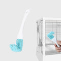Stainless Steel Bird Cage Cleaner with Long Handle - Dual Head Brush & Scraper for Parrot Cages, Perch Cleaning Tool–Durable Cage Cleaning Tool & Accessory (2, Blue)